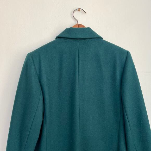 Vintage 90s NEW Adolfo Classics 100% Wool Green Double Breasted Long Coat 10 - Picture 12 of 14